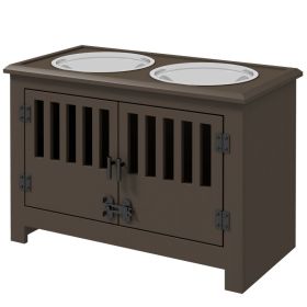 Dog Food Storage Cabinet with Bowls & Dog Feeding Station, Espresso (Option: Espresso-680x460x160 mm)